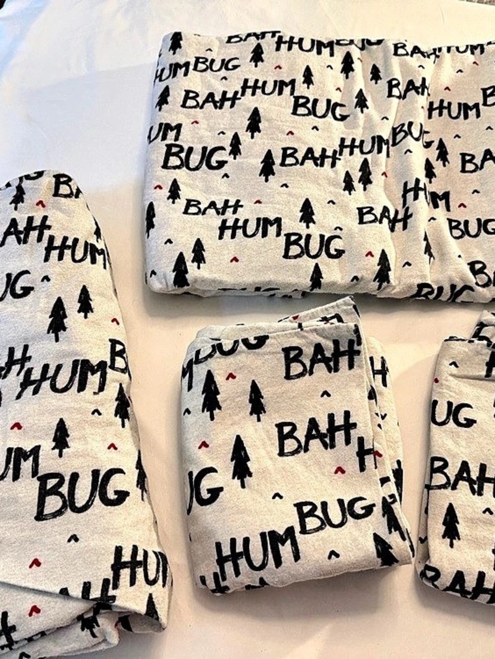 Pottery Barn Teen Full Size Bah Humbug Organic Flannel Sheet Set